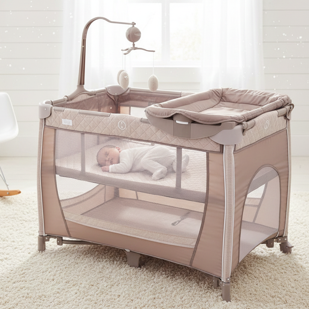 Z41895_57f992a1-f711-4120-8112-8d85bdf3ec6e.png Tinnies Baby Play Pen Khaki- (T301-029) — изображение 1